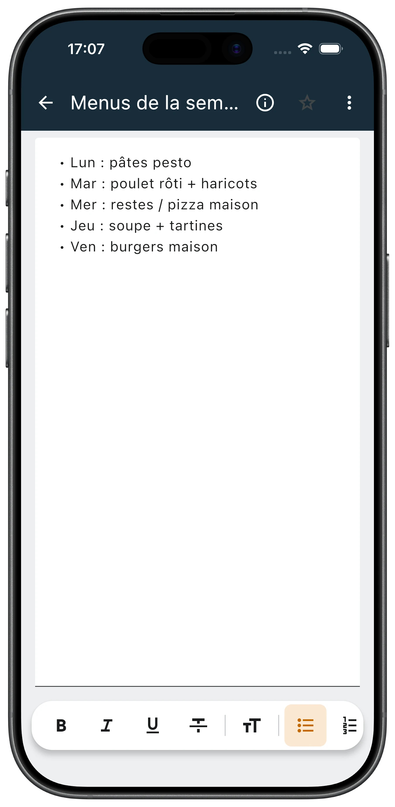 Prise de notes (idées, codes, informations utiles) dans Xerus